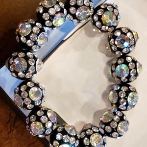 Black ball rhinestone bracelet